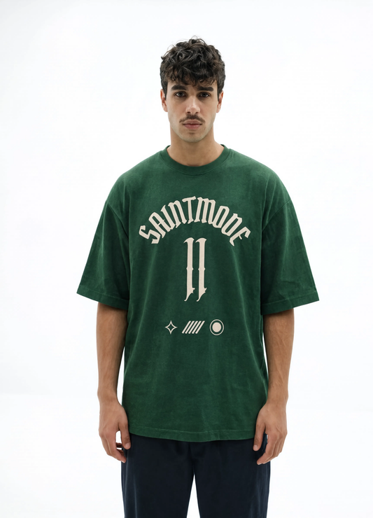 Saintmod Oversized Tee – Bottle Green, 240 GSM Heavyweight Cotton