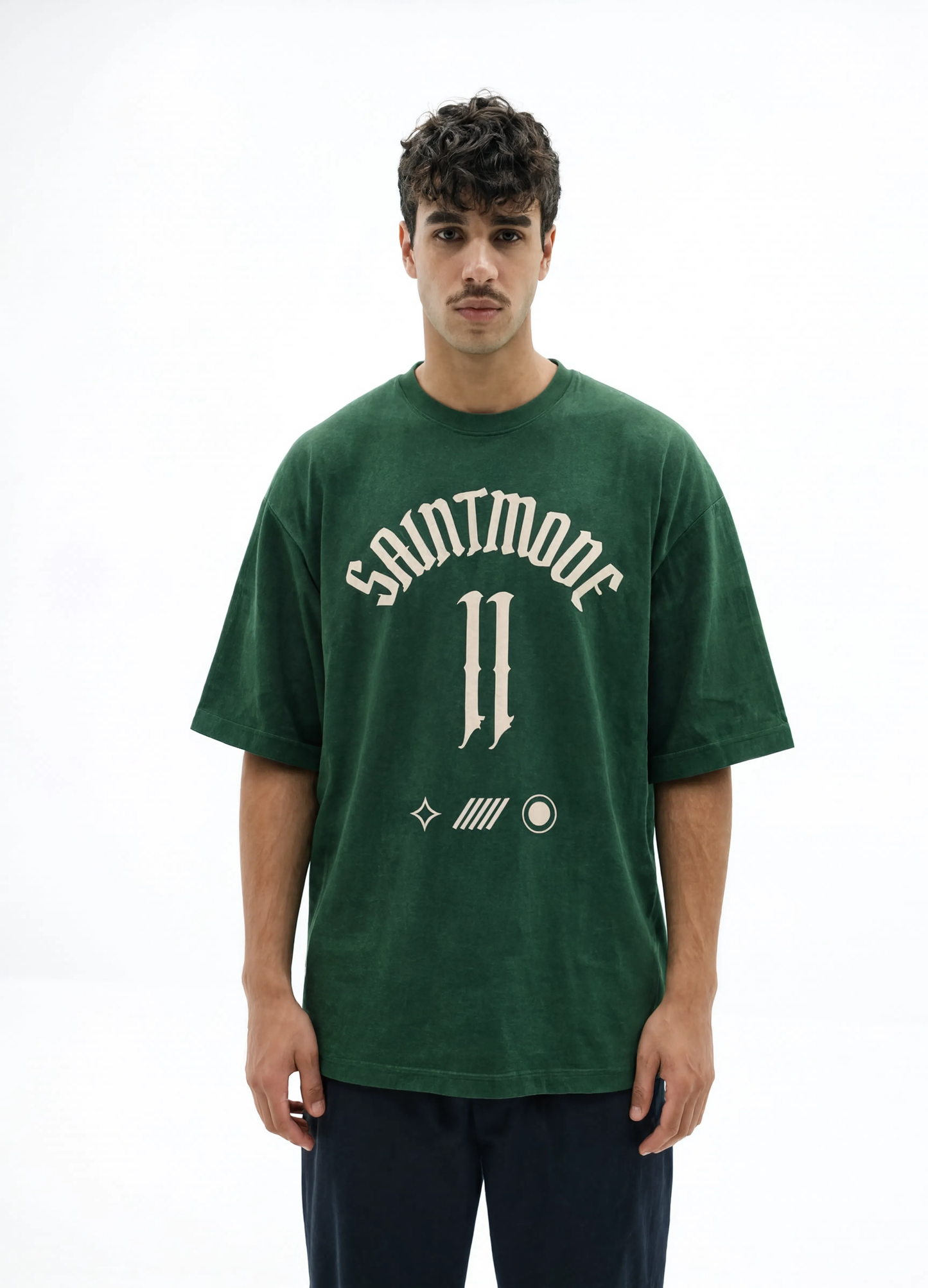 Saintmod Oversized Tee – Bottle Green, 240 GSM Heavyweight Cotton