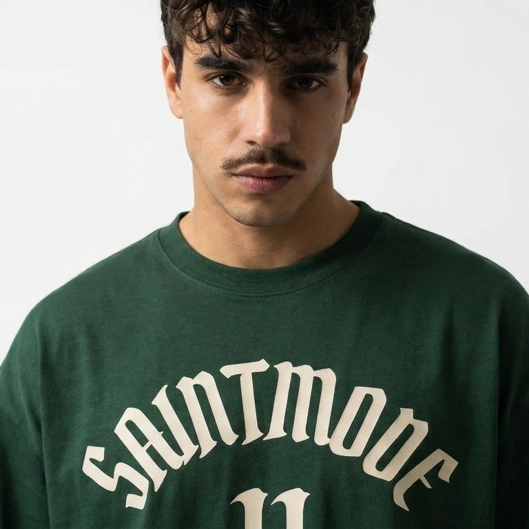 Saintmod Oversized Tee – Bottle Green, 240 GSM Heavyweight Cotton