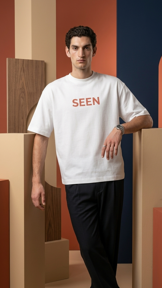 Seen White Oversized Tee – 240 GSM Heavyweight Cotton