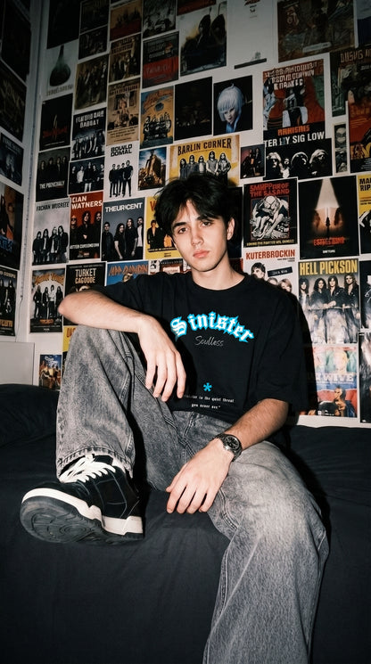 Sinister Black Oversized Tee – 240 GSM Heavyweight Cotton