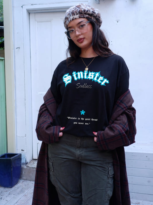 Sinister Black Oversized Tee – 240 GSM Heavyweight Cotton